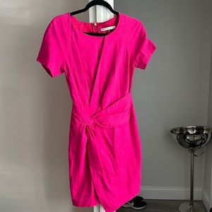 Bright pink work dress. Short and cute but professional